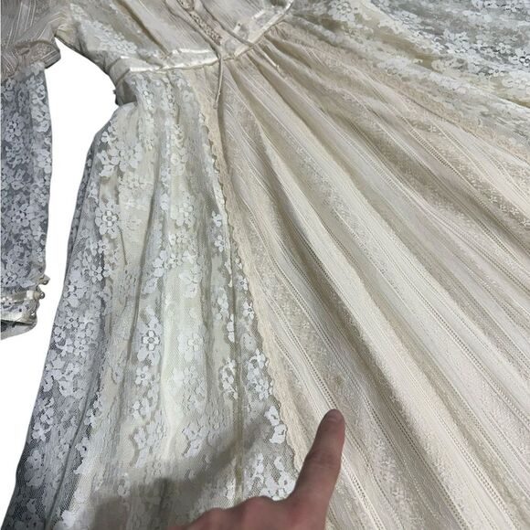 Vintage Gunne Sax Romantic Renaissance Style Lace Wedding Dress Size 5 - Picture 12 of 15